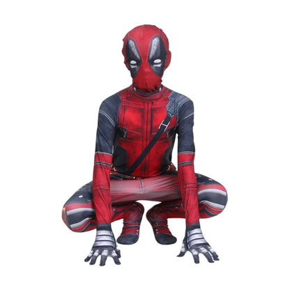 Deadpool Cosplay Costume for Kids – Superhero Roleplay Outfit with Headgear & Gloves, Halloween Party Suit