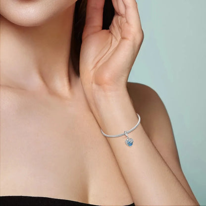 MULA Chameleon Silver-Plated Charm with Color-Changing Crystal Ball - DIY Snake Chain Bracelet Jewelry Gift for Women