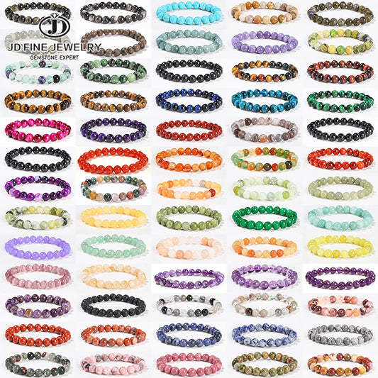 Natural Stone Beaded Bracelet - Obsidian, Fluorite & Quartz Healing Stretch Jewelry for Men & Women