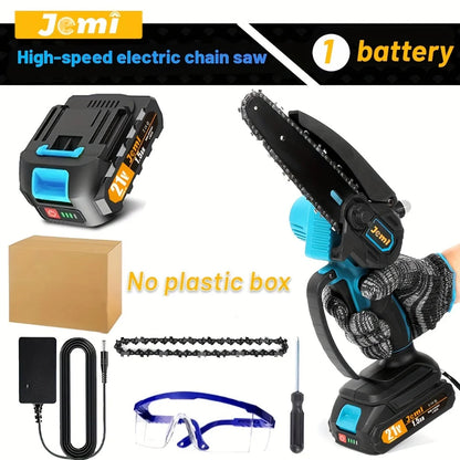 Jemi Tool 6" Mini Chainsaw – 21V Battery Powered Portable Electric Saw with Automatic Oiler for Easy Pruning
