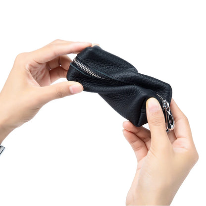 Genuine Leather Key Holder Wallet – Mini Car Key Organizer & Coin Purse with Double Keychains for Men & Women 🔑👜