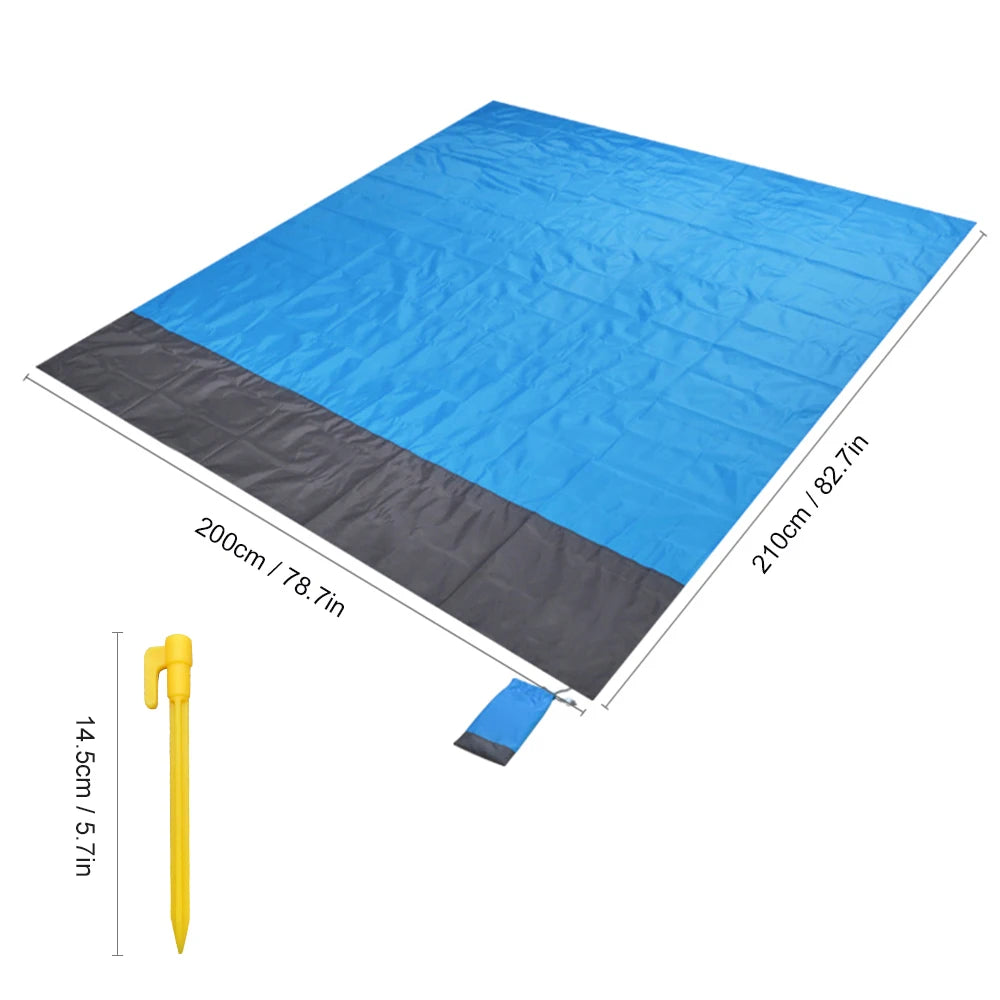 Waterproof Outdoor Beach Blanket | Portable Picnic Mat with Sun Shade Tent Tarp - Camping Ground Mat with Storage Sack