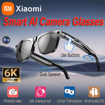 Xiaomi 6K HD AI Smart Glasses — 100MP Camera, ChatGPT, Bluetooth Call, Voice Assistant, 260mAh Battery, New Smart Glasses