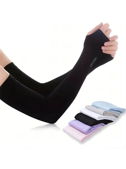 Ice Silk Sun Protection Arm Sleeves – Unisex Anti-UV Elbow Covers for Cycling, Running, Fishing & Driving Outdoors