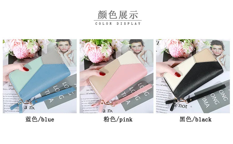 Long Women’s PU Leather Wallet – Double Zipper Tassel Clutch with Coin Purse & Card Holder