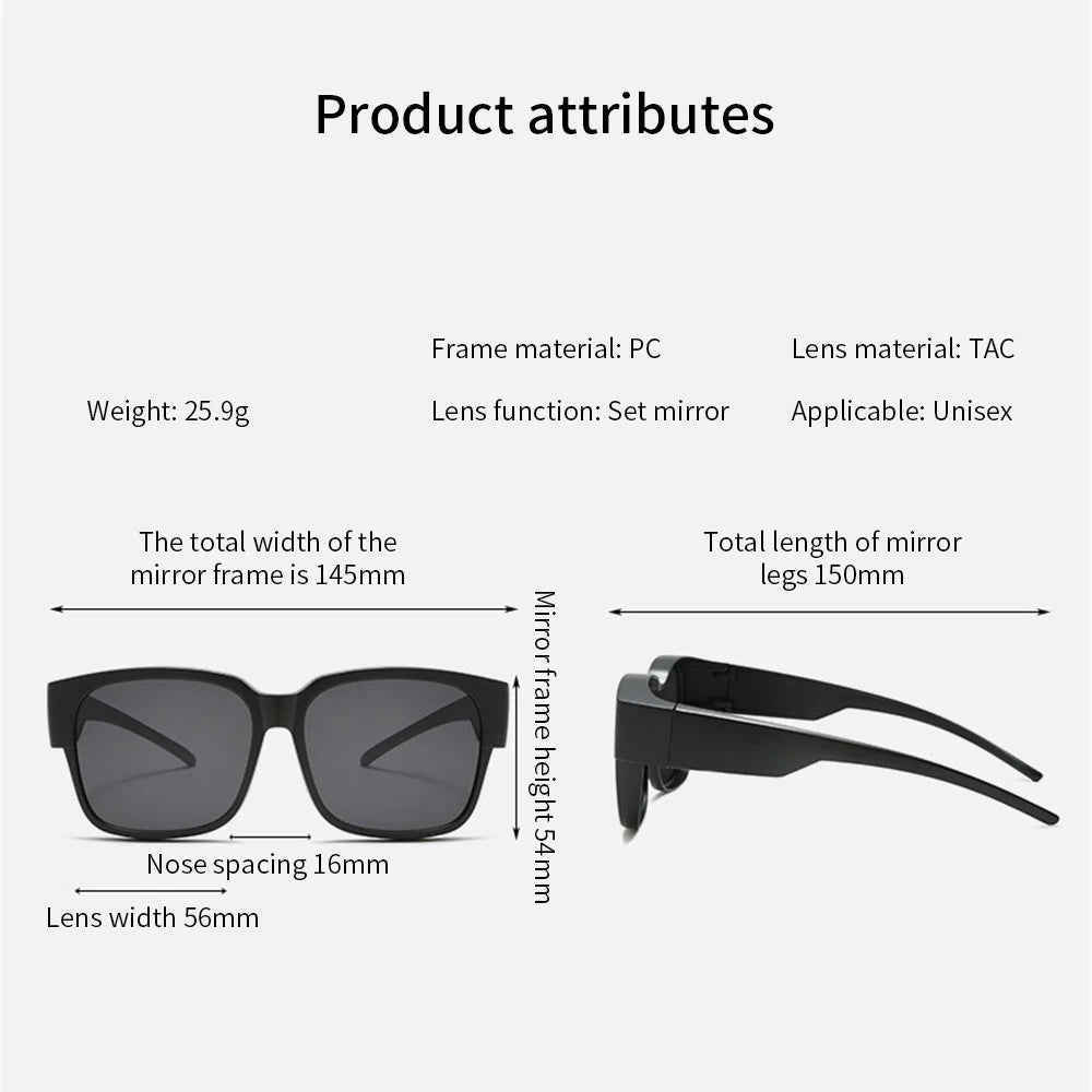 New Fashion Polarized Sunglasses Cover - Fits Over Prescription Glasses | Portable Vintage Eyewear for Men & Women | Ideal for Fishing & Driving