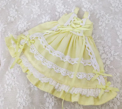 Blythe Doll Clothes – Wine Red & White Princess Dress with Lace for YMY, Licca, Azone OB24/OB27 Dolls