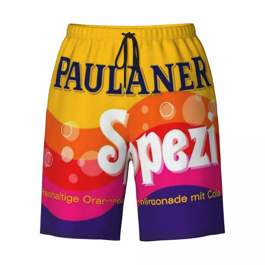 Men's Vintage Drink Graphic Swim Shorts - Quick-Dry Running & Beach Board Shorts