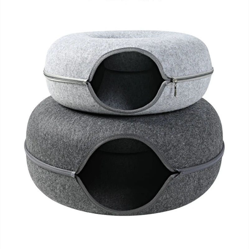Cat Tunnel Bed & Interactive Toy: Felt Pet House for Cats, Large Exercising Toy with Removable Villa - Fun & Comfort for Kittens