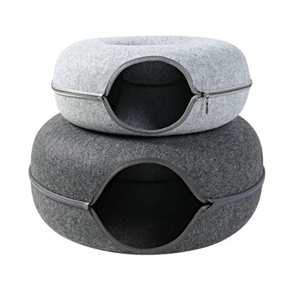 Cat Tunnel Bed & Interactive Toy: Felt Pet House for Cats, Large Exercising Toy with Removable Villa - Fun & Comfort for Kittens