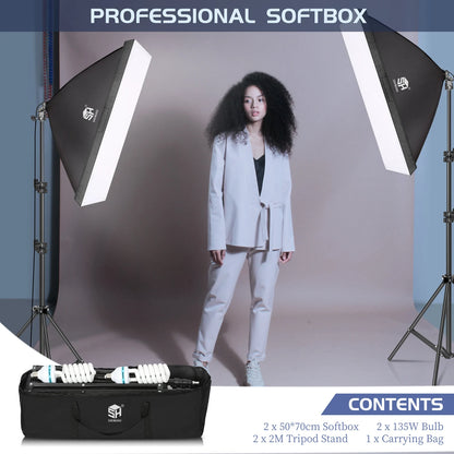 30W-40W Photography Softbox Lighting Kit – 50x70CM Continuous Soft Light for Studio and Portrait Shooting