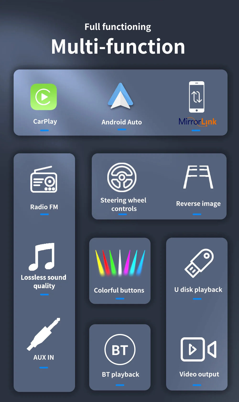 Android 13 Car Radio — 7/9/10" 2-DIN GPS Multimedia Player with 64GB, Wireless CarPlay & Android Auto