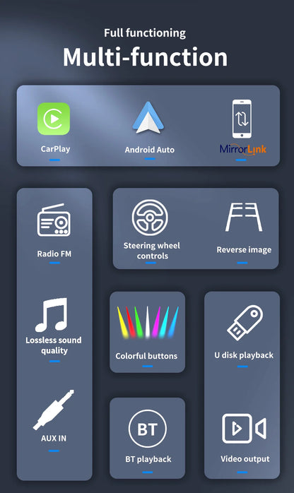 Android 13 Car Radio — 7/9/10" 2-DIN GPS Multimedia Player with 64GB, Wireless CarPlay & Android Auto
