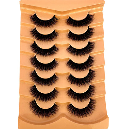 7 Pairs 3D Mink Fur False Eyelashes – Thick Short Dramatic Natural Look Makeup Lashes Wholesale