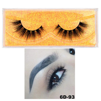 3D Real Mink False Eyelashes – Thick Handmade Strip Lashes with Glitter Packing for Makeup Beauty D101