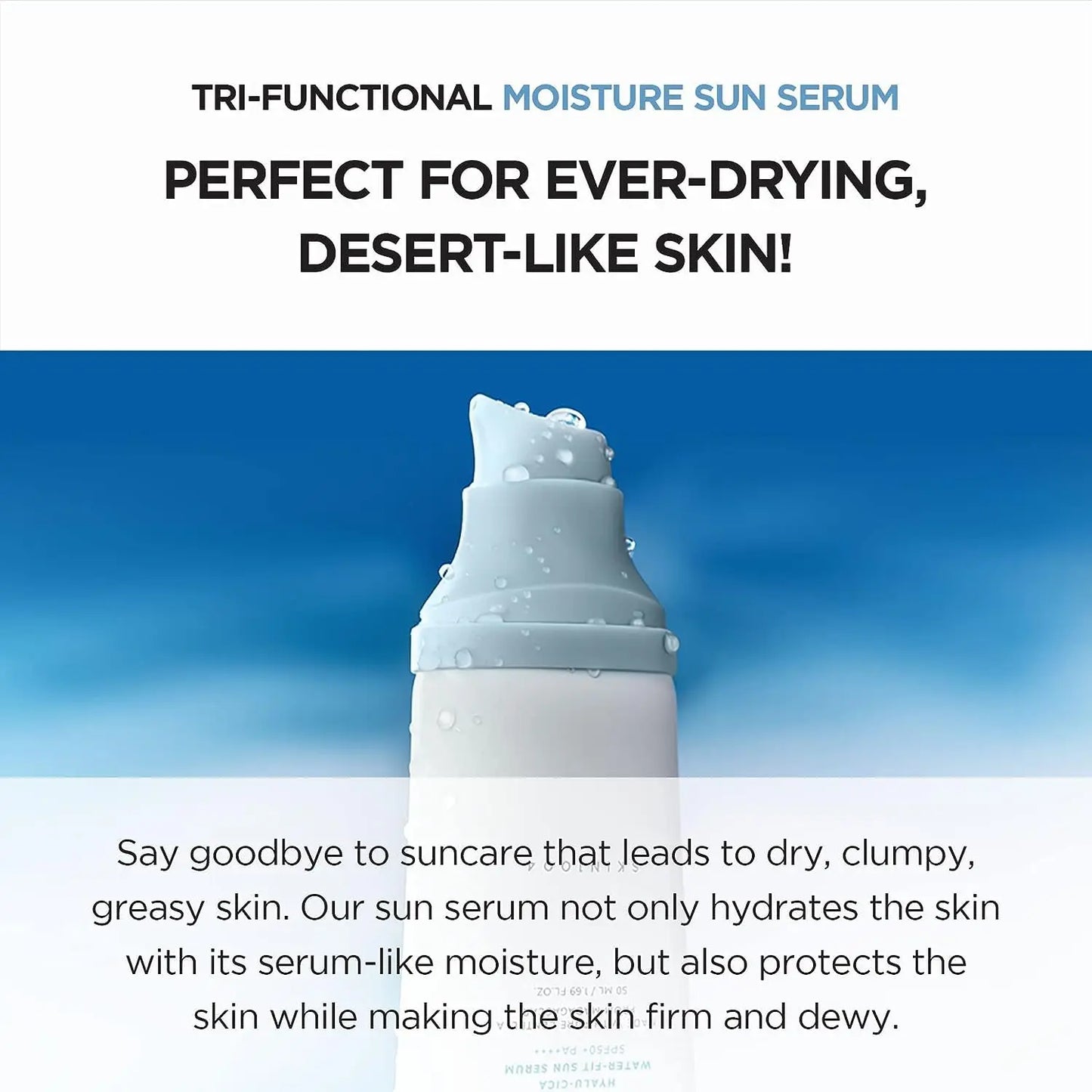 SKIN1004 Korean Centella Sun Serum SPF50+ — Hyaluronic Acid UV Protection for Sensitive Skin