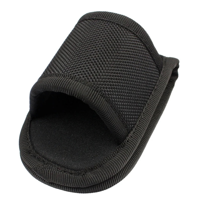 Nylon Weave Flashlight Pouch - PU Leather Duty Belt Holster Open Top Holder for D Cell & Compact Flashlights