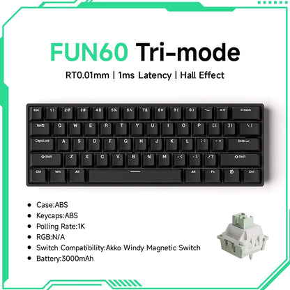 Akko MonsGeek FUN60 60% Mechanical Gaming Keyboard – Magnetic Switch, 8K Rapid Trigger, ARGB HE/TMR Custom Keyboard