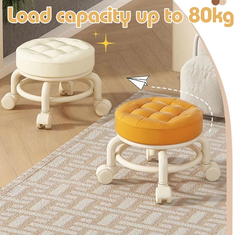 Universal Wheel Stool - 360 Degree Rotating Round Chair for Children, Low Household Pulley Stool for Shoe Changing