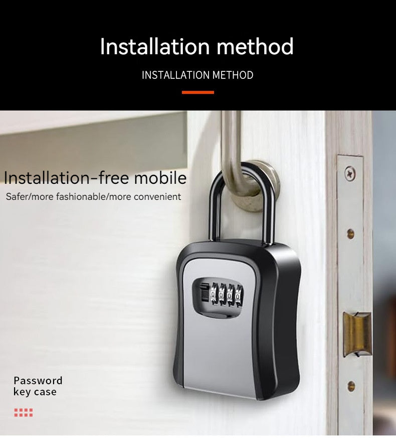 4 Digit Code Key Box – Waterproof Outdoor Password-Protected Storage with Steel Wire Hook for Key Hanging and Security