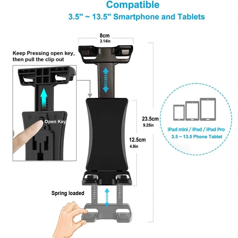 Universal Tablet & Phone Car Mount — Long Arm Windshield Stand for 4–13.5” iPhone, iPad, GPS