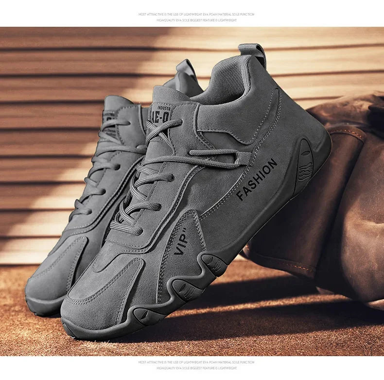 2024 Men’s Spring Ankle Boots – Casual Lace-Up Khaki Sneakers, Non-Slip Work Shoes & Loafers