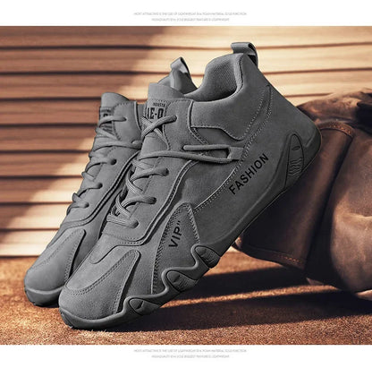 2024 Men’s Spring Ankle Boots – Casual Lace-Up Khaki Sneakers, Non-Slip Work Shoes & Loafers
