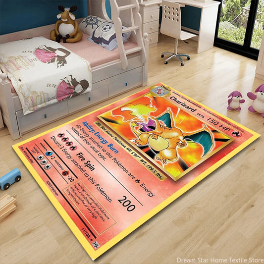 Pikachu Anime Area Rug - Non-Slip Pokemon Inspired Carpet for Living Room Kids Bedroom Home Decor