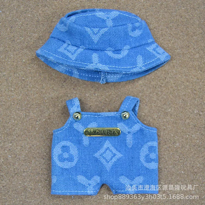 17cm Labubu Doll Clothes – Cowboy Party Outfit with Strap Pants & Fisherman Hat – Only Clothes, Hot Sale