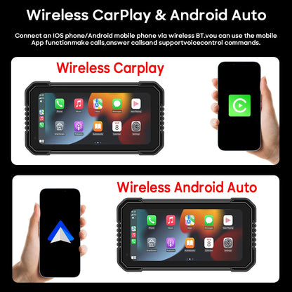 6.25-Inch Motorcycle GPS Navigation Screen with Wireless CarPlay & Android Auto – 1560x720 Resolution, Motor DVR Monitor, TPMS Optional