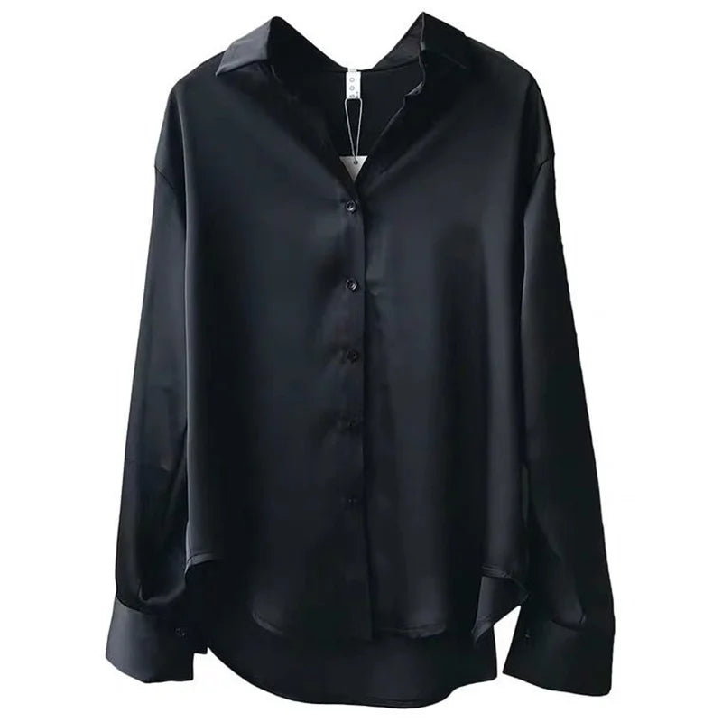 Women’s Spring & Autumn Blouse — Casual Long Sleeve Shirt with Turn-Down Collar DF4849