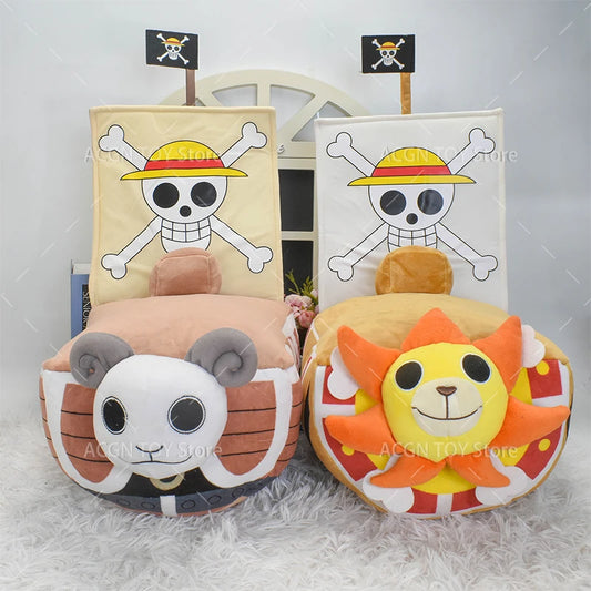 One Piece Thousand Sunny & Going Merry Plush Toy - Soft Ship Pillow for Kids, Birthday Gift 21/37cm