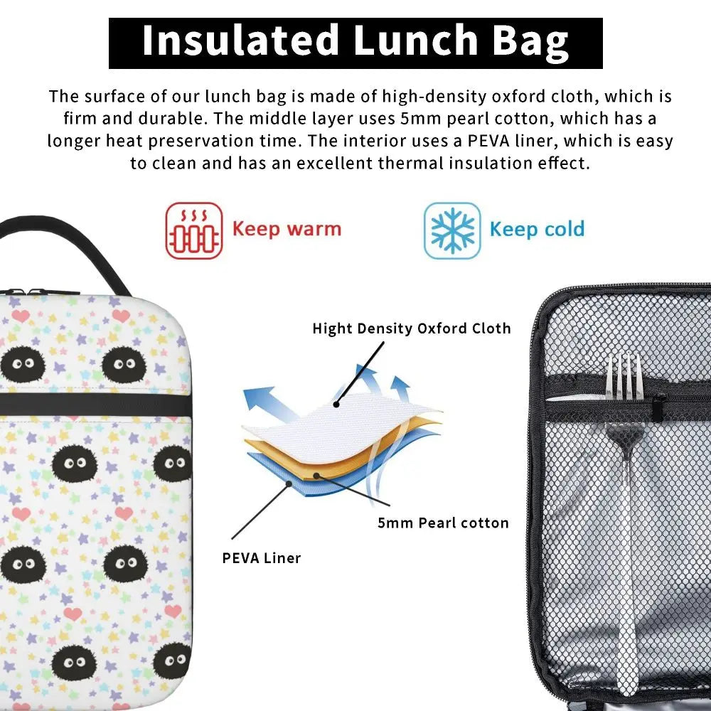 Totoro Miyazaki Anime Insulated Lunch Tote Bag – Portable Thermal Cooler for School & Office