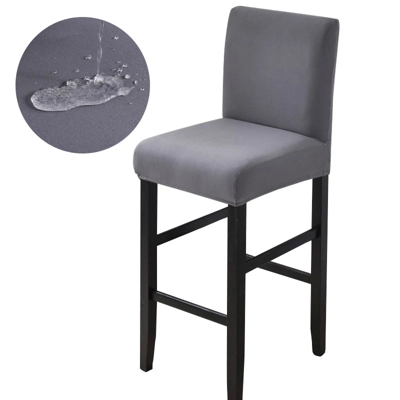 Waterproof Bar Stool Covers - Stretch Short Back Chair Protector Covers for Kitchen Dining Room Cafe Counter Height Seats