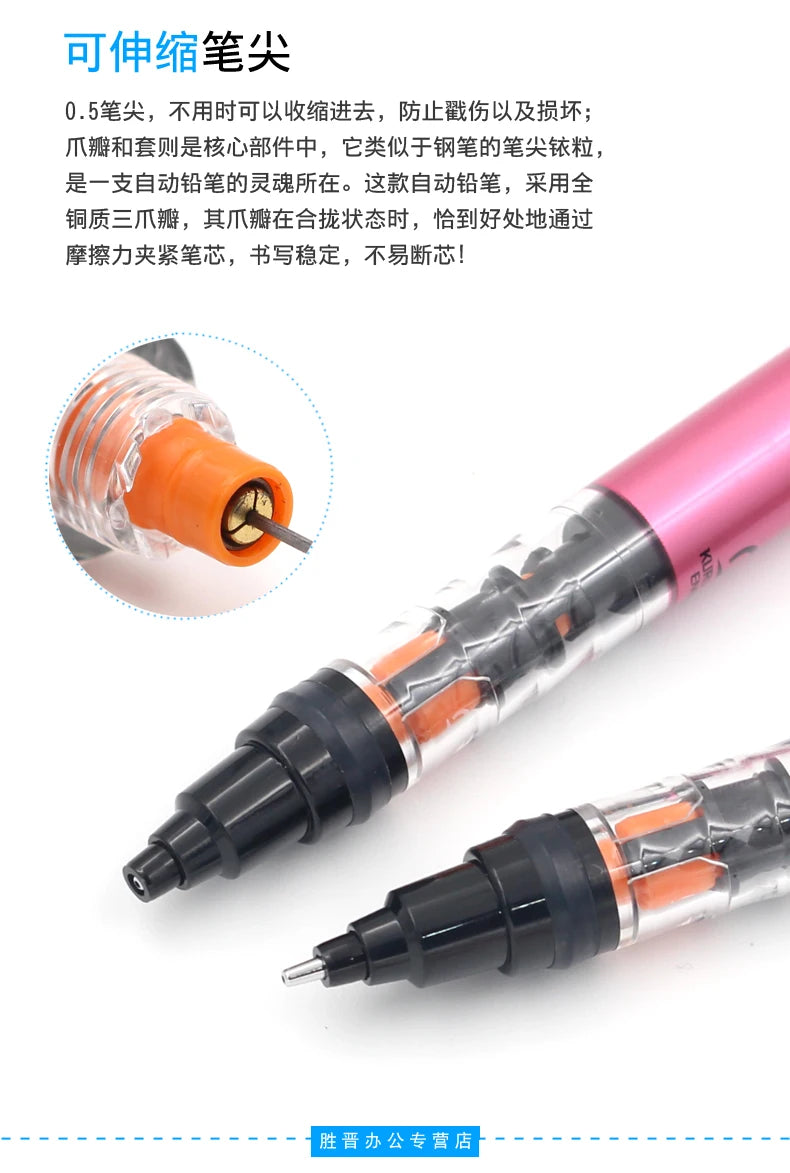 UNIStationery Automatic Mechanical Pencil — 0.5mm Anti-Slip Grip, Rotating Refillable Pen with Anti-Break Core