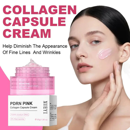 PDRN Pink Collagen Capsule Cream - Niacinamide Lightweight Moisturizer for Uneven Skin Tone and Daily Face Care