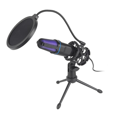 USB RGB Microphone – Condenser Gaming Mic for Podcast, Studio Recording & Streaming on Laptop/PC