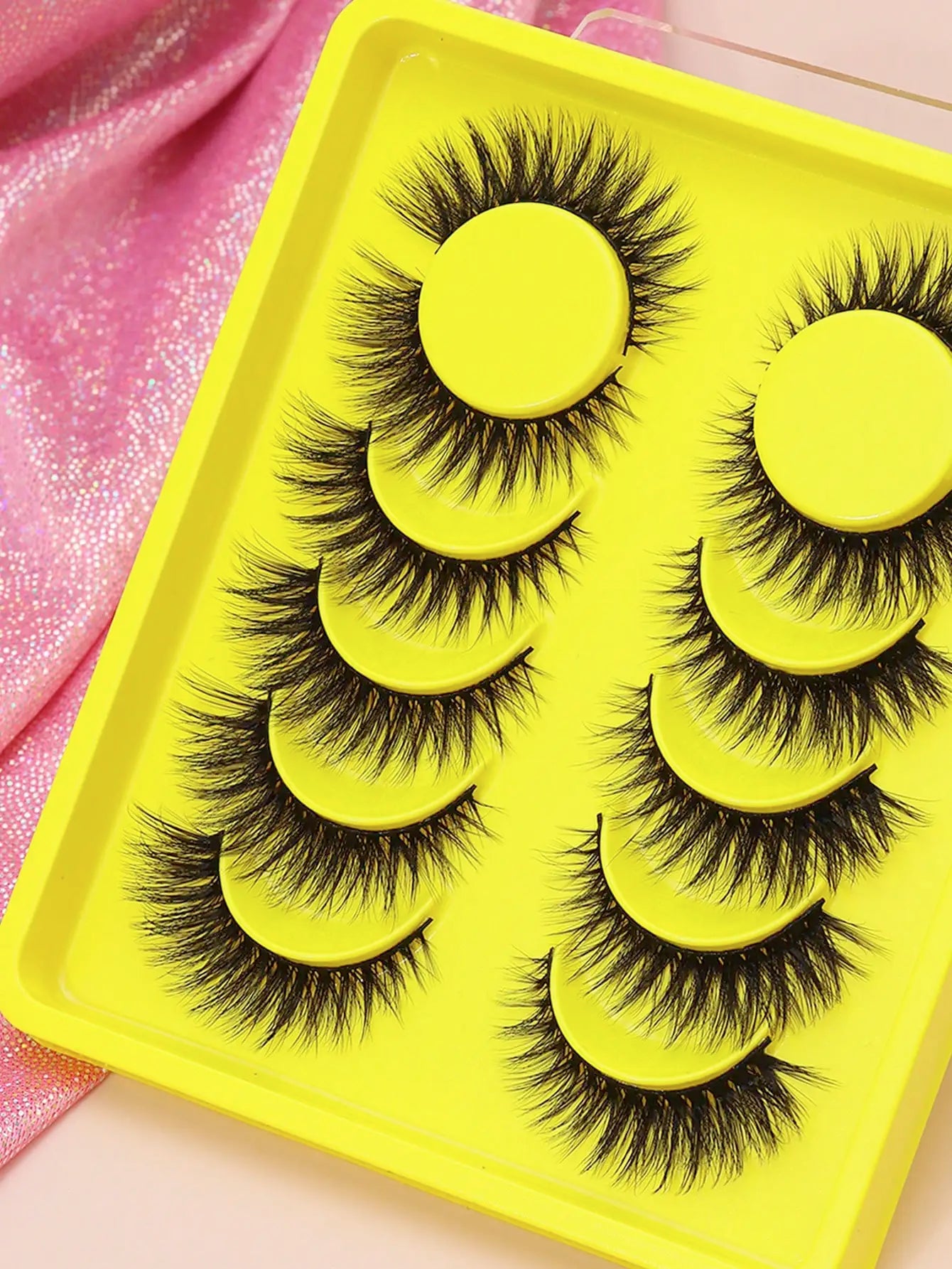 5 Pairs Cat Eye Faux Mink Eyelashes – Winged Long Natural Manga Style False Lashes Makeup Set