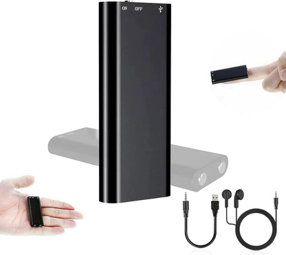 8GB/16GB Ultra-Slim Mini Voice Recorder, Professional Voice Activated Digital Recorder with Noise Reduction & MP3 Player Function