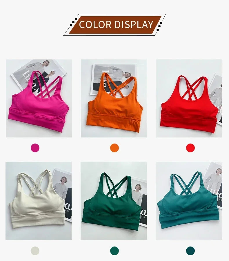 Women’s Sexy Crossback Yoga Sports Bra — Breathable, Quick-Dry, Shockproof Fitness & Running Bra