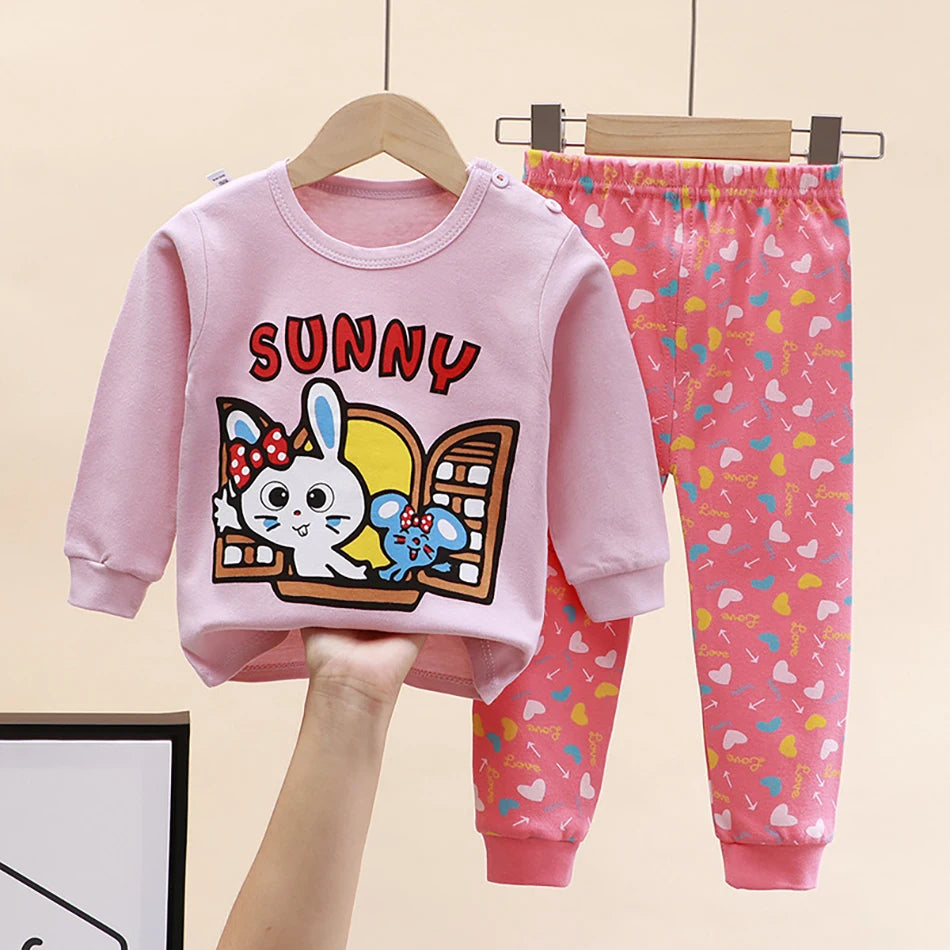 Cute Cartoon Unicorn Kids Pajama Set – Soft, Warm & Durable Unisex Sleepwear for Autumn Everyday Wear