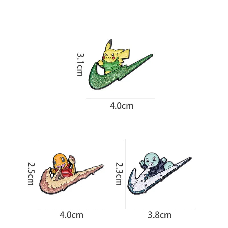 3-Piece Cartoon Anime Enamel Brooch Set - Cute Animal Metal Lapel Pins for Cosplay, Jewelry & Gifts