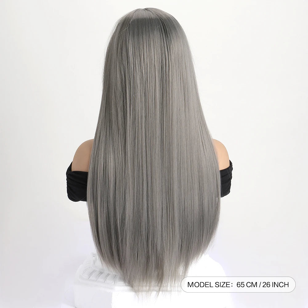 26" Long Straight Synthetic Wig for Women – Colorful Fashion Wig for Daily Wear, Halloween Costume, Party & Cosplay