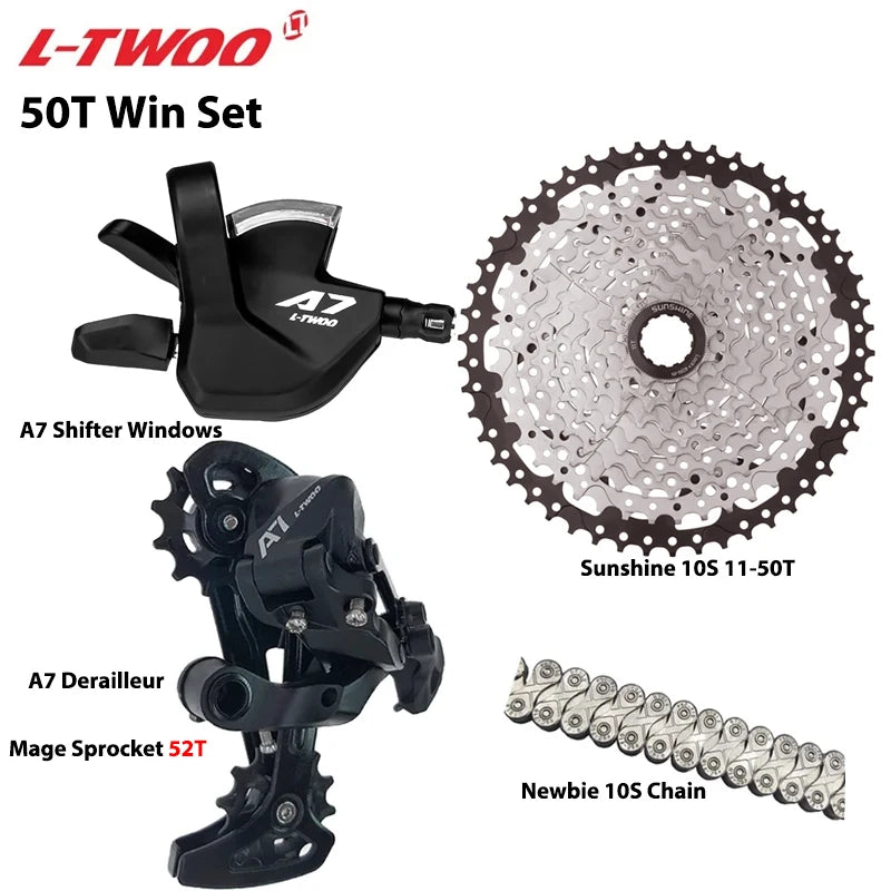 LTWOO A7 1x10S Groupset – 10-Speed Shifter & Derailleur with SUNSHINE Cassette 36T-50T & VXM Chain for MTB