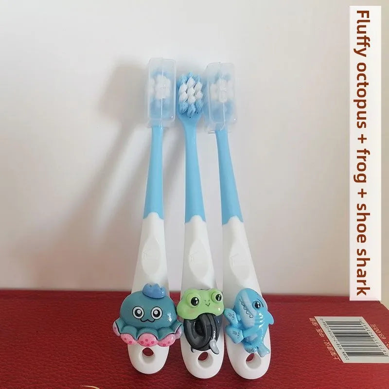 3PCS Italian Brainrot Tung Kids Toothbrushes — Soft Bristle Anime Cartoon Toothbrush for Children Ages 2-12