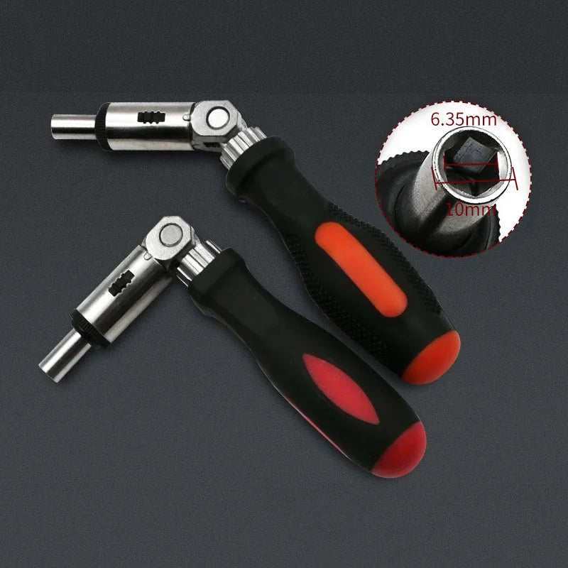 Multi-Function Ratchet Screwdriver – 0-180° Adjustable Angle, Left/Right Turn, 1/4 Inch Hex Interface