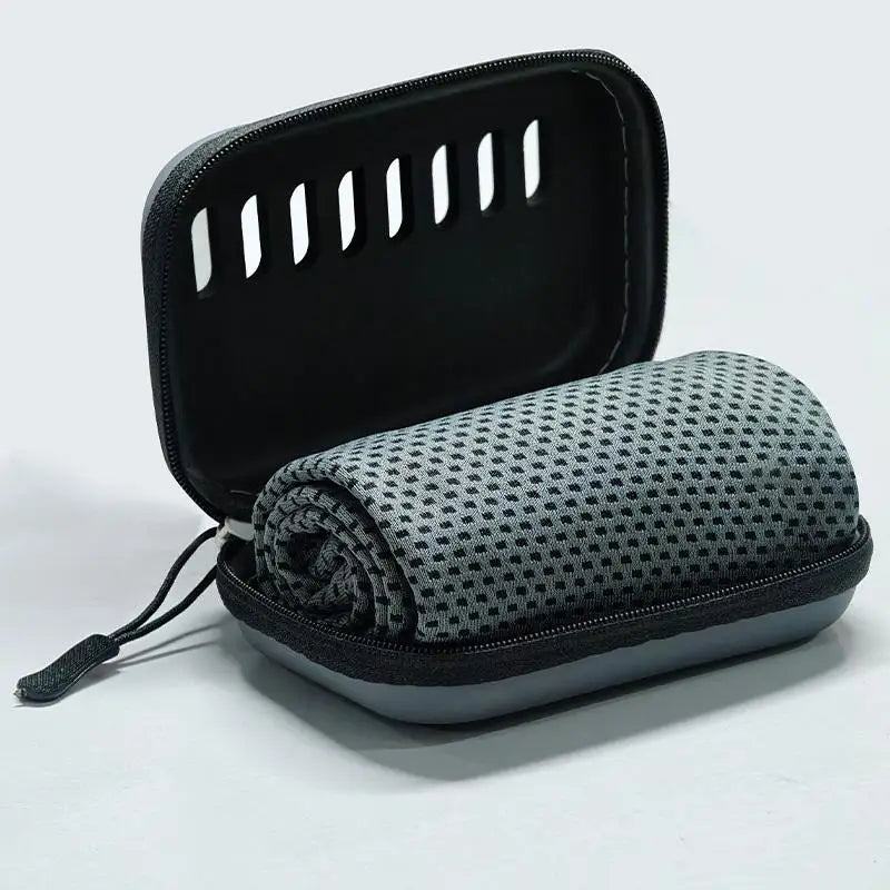 Cooling Towel with EVA Case - Quick-Dry Portable Sports Towel for Camping, Hiking, Gym & Yoga