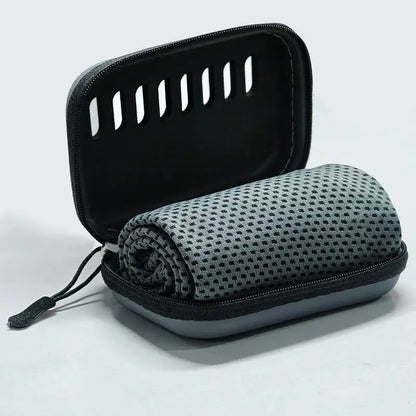 Cooling Towel with EVA Case - Quick-Dry Portable Sports Towel for Camping, Hiking, Gym & Yoga