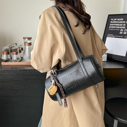 2024 Multifunctional Cylinder Shoulder Bag for Women – Luxury Crossbody Handbag with Pendant