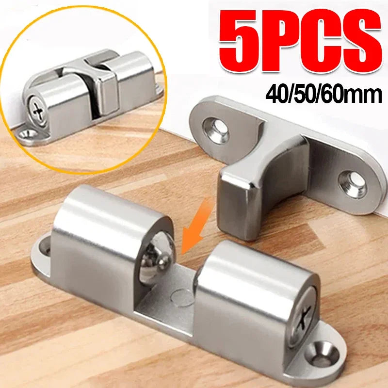 5/1pcs Furniture Door Ball Latch | Brass Double Roller Spring Ball Catch, Adjustable Tension Latch for Cabinets & Closets